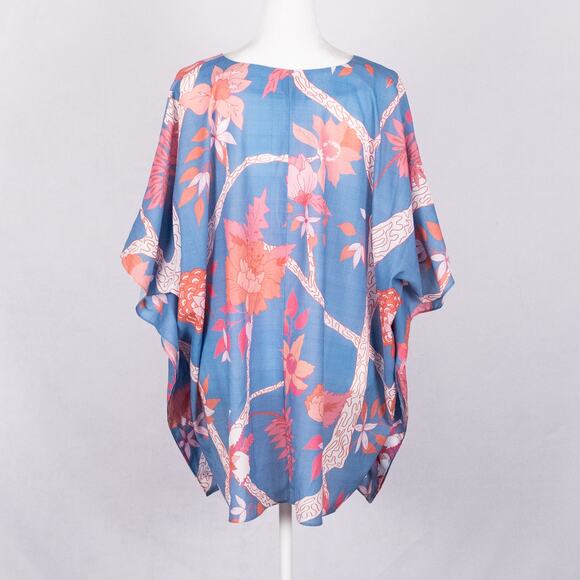 Haley and the Hound Women's Kimono Top LARGE Colorful Tropical Beach Kaftan Boho - Picture 4 of 6